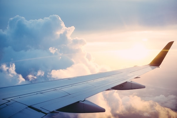 Wings of an airplane in flight